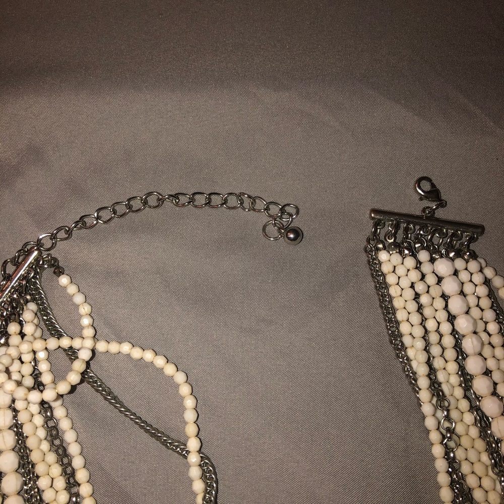 White And Silver Statement Necklace. Euc - image 4